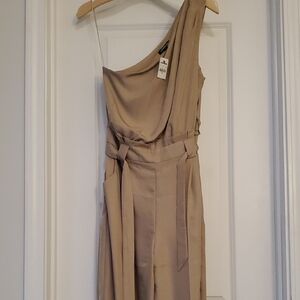 Elegant Tan One-Shoulder Dress